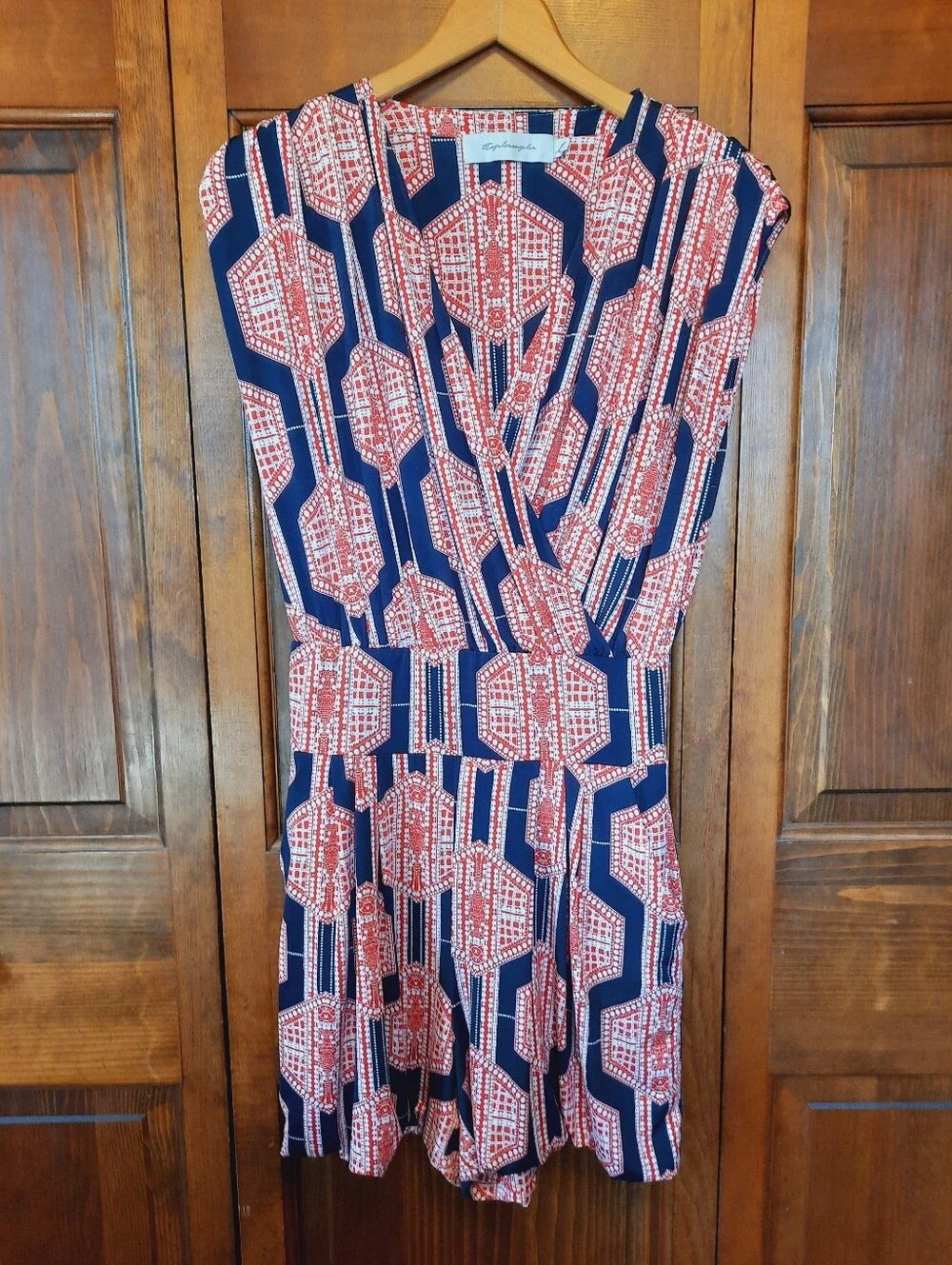 T-Bags Of Los Angeles Geometric Sleeveless Shorts Romper Pockets Size Large - Picture 2 of 16